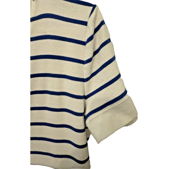 Chaps Cardigan Sweater Womens Medium Striped Short Sleeve Pockets Closet Staple - Picture 5 of 8